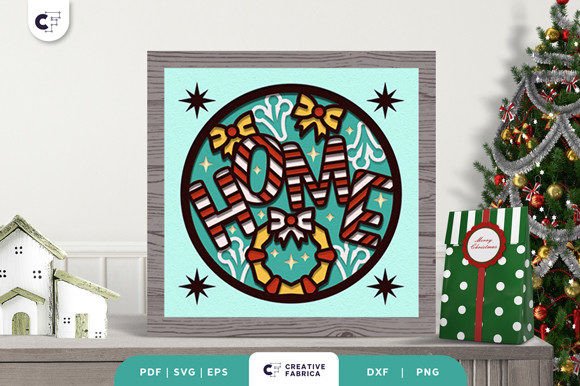 Download Christmas HOME Sign 3D Paper Cut SVG - 3d paper Collection