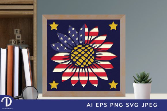 Download Sunflower U.S Flag 3D Paper Cut - 3d paper Collection