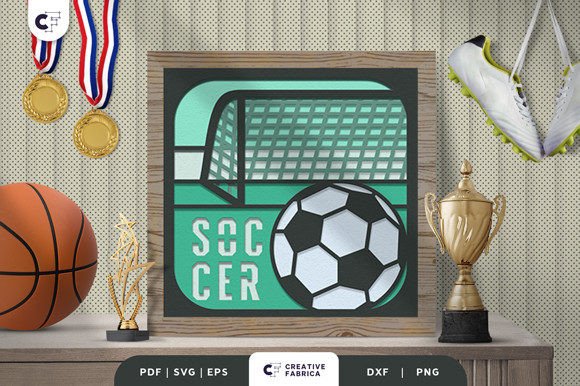 Download Football Soccer 3D Paper Cut Shadow Box - 3d paper Collection