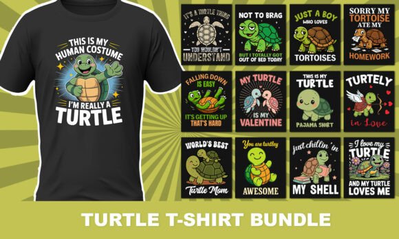 Download Cute Turtle T-Shirt Bundle PNG - Premium Resources