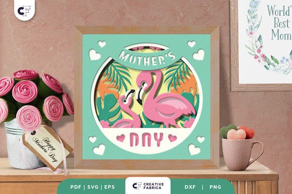 Download Mama and Baby Flamingo 3D Paper Cut SVG - 3d paper Collection