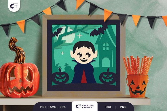 Download Cartoon Vampire 3D Paper Cut Light Box - 3d paper Collection