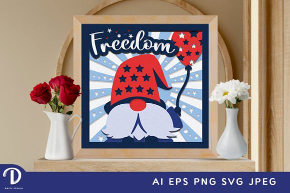 Download Freedom Gnome 4th of July 3D Paper Cut - 3d paper Collection