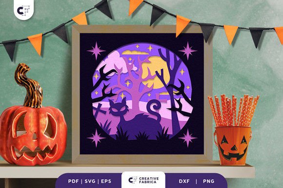 Download Ghost Black Cat 3D Paper Cut SVG - 3d paper Collection