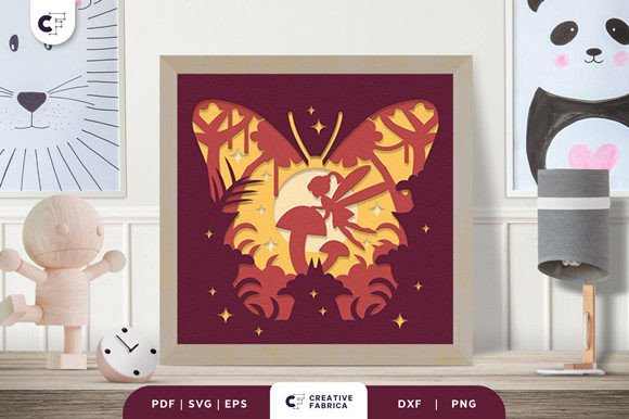 Download Fairy with Butterfly 3D Paper Cut SVG - 3d paper Collection