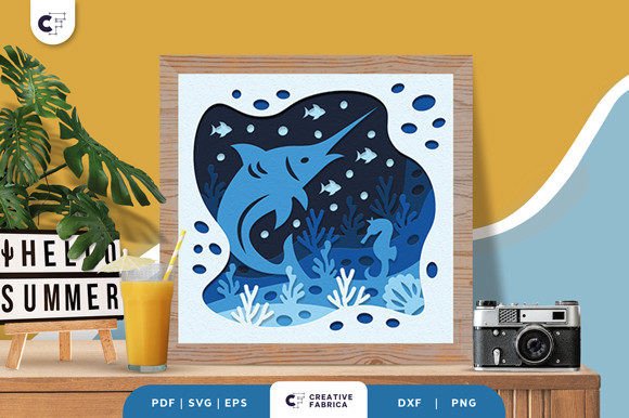 Download Swordfish at Sea 3D Paper Cut SVG - 3d paper Collection