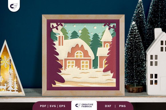 Download Winter Village 3D Paper Cut SVG - 3d paper Collection