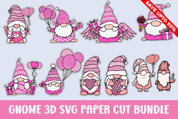 Download Gnome 3D Paper Cut SVG Bundle Valentines - 3d paper Collection