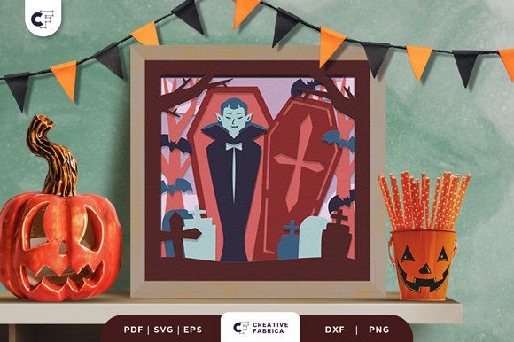 Download Halloween Vampire 3D Paper Cut Light Box - 3d paper Collection