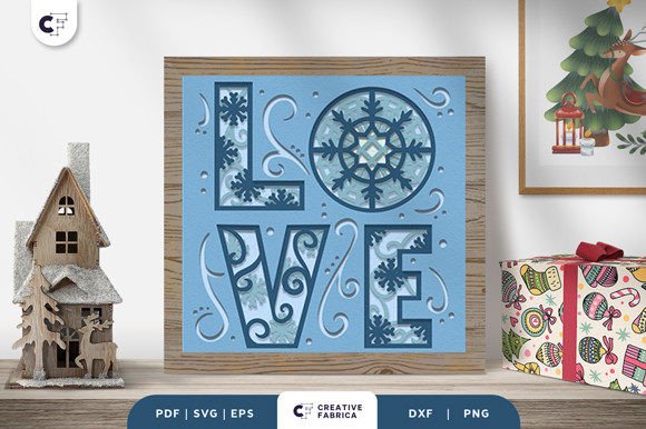 Download Winter Love Sign 3D Paper Cut SVG - 3d paper Collection