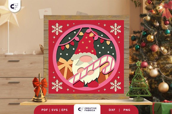 Download Gnome with Christmas Candy 3D Paper Cut - 3d paper Collection