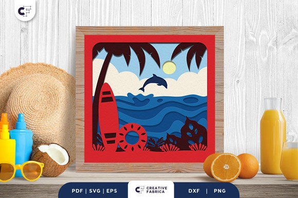 Download Summer Beach 3D Paper Cut SVG - 3d paper Collection
