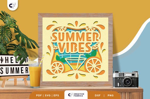 Download Summer Vibes with Cocktail 3D Paper Cut - 3d paper Collection