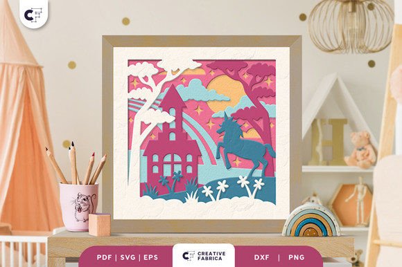 Download Unicorn 3D Paper Cutting Light Box SVG - 3d paper Collection
