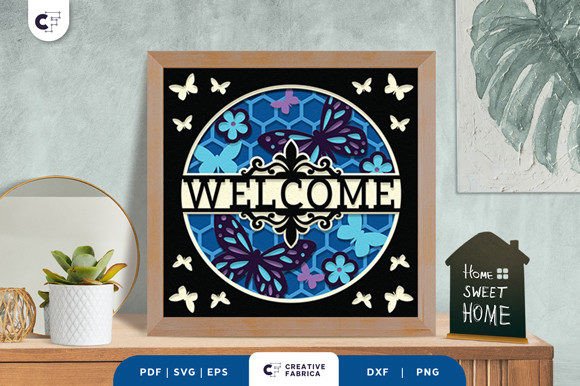 Download Butterfly Welcome Sign 3D Paper Cut - 3d paper Collection