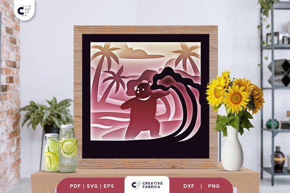 Download Baby Bear in the Summer 3D Papercut - 3d paper Collection