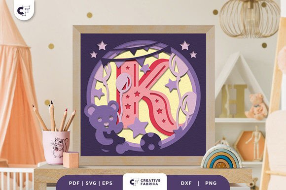 Download Baby Alphabet K Monogram 3D Papercut SVG - 3d paper Collection