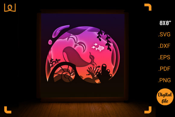 Download Ocean in a Shell 3D Papercut Lighbox - 3d paper Collection