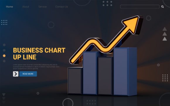 Download BUSINESS GROWTH CHART UP ICON  on DARK - Premium Bundle