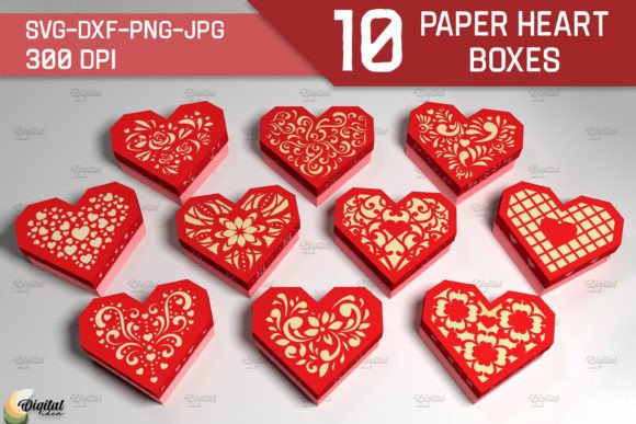 Download 3D Paper Heart Box. Valentine Bundle - 3d paper Collection