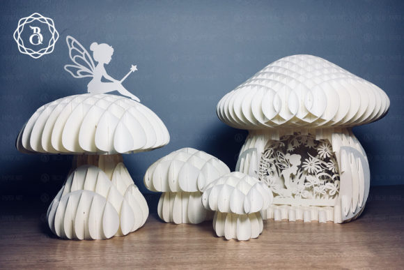 Download Mushroom and Little Fairy 3D Paper Craft - 3d paper Collection