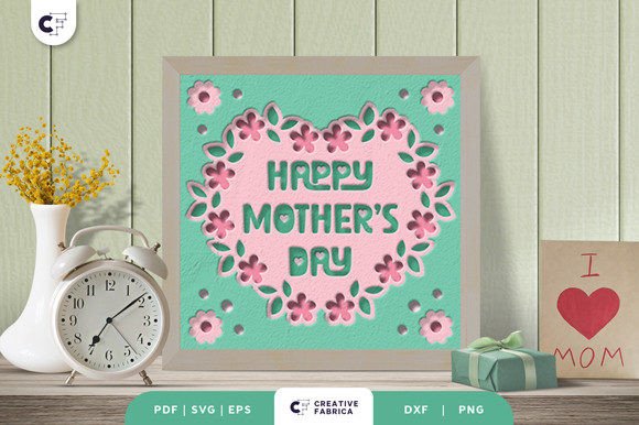 Download Mother’s Flower Heart Shape 3D Paper Cut - 3d paper Collection