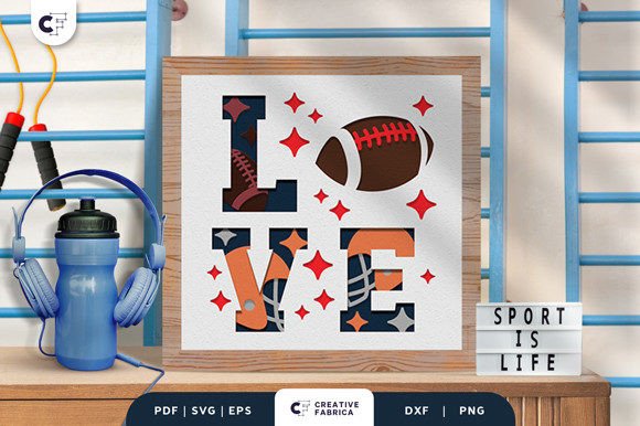 Download American Football LOVE 3D Paper Cut - 3d paper Collection