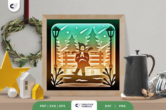 Download Girl on the Winter Park 3D Paper Cut - 3d paper Collection