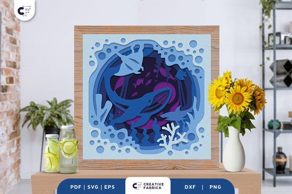 Download Humpback Whale and Stingray 3D Paper Cut SVG - 3d paper Collection