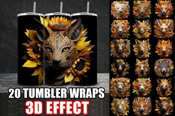 Download 3D Papercut Yellow Animal Tumbler Wrap Bundle - 3d paper Collection