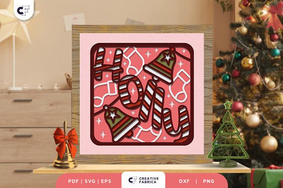 Download Christmas Holly Sign 3D Paper Cut SVG - 3d paper Collection