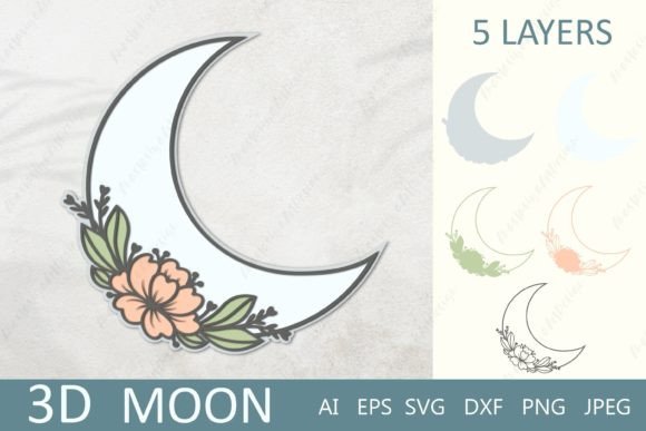 Download Moon with Flowers 3d Layered Paper Cut - Flowers 3d layered paper cut Collection