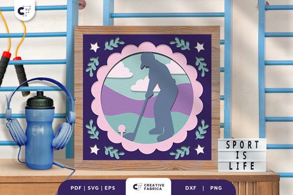 Download Golf Player Light Box 3D Paper Cut - 3d paper Collection