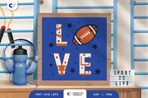 Download American Football LOVE 3D Papercut - 3d paper Collection